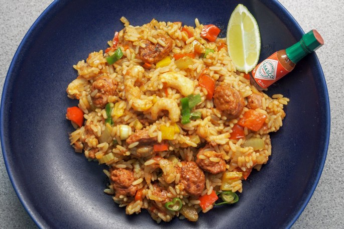 Jambalaya katkarapu chorizo tabasco kreoli ruoka resepti riisi