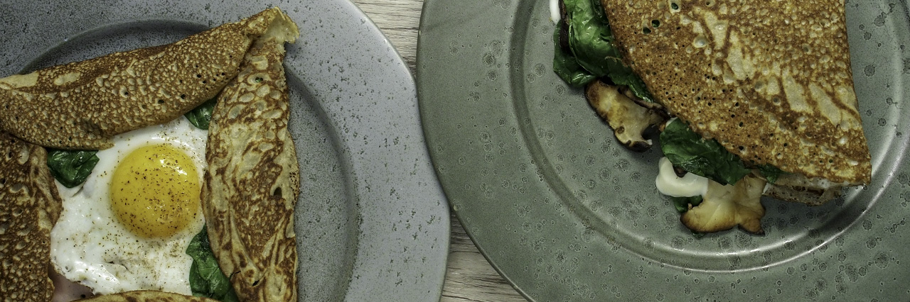 Galettes de sarrasin tattari ohukaiset lettu kasvis täyte kinkku muna Comte juusto