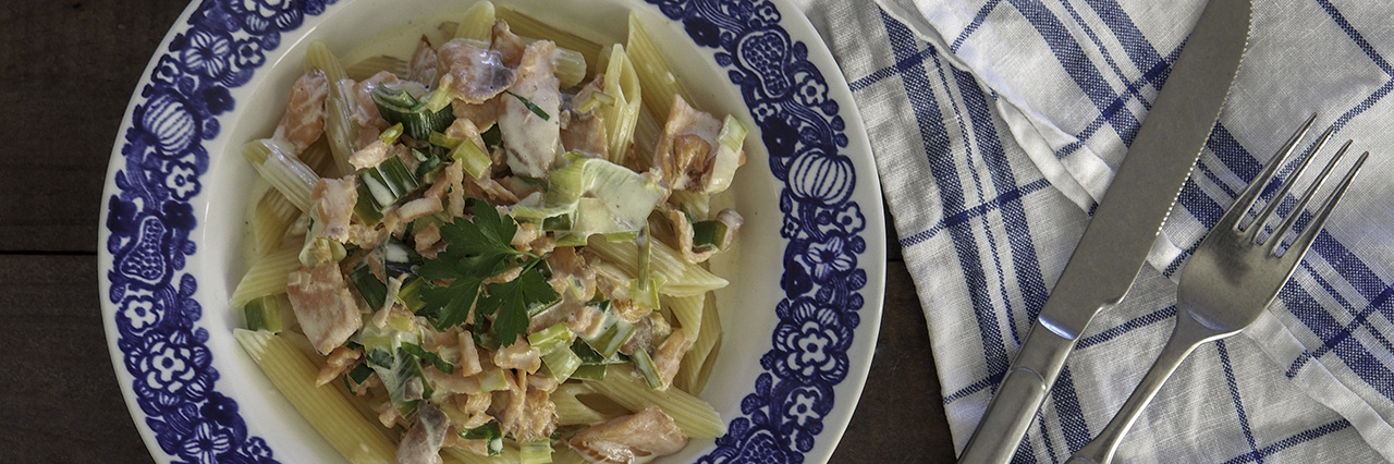 savulohi kylmäsavustettu pasta valkoviini kerma